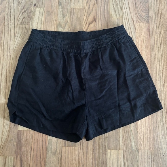 Old Navy Linen Blend Shorts Black Pockets Elastic L - Picture 1 of 4